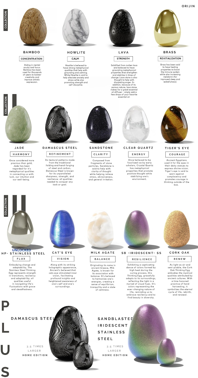  Orijin Design Co. All Natural Meditation, Mindfulness & Focus  Tool. The Thinking Egg. Natural Howlite Stone : Home & Kitchen